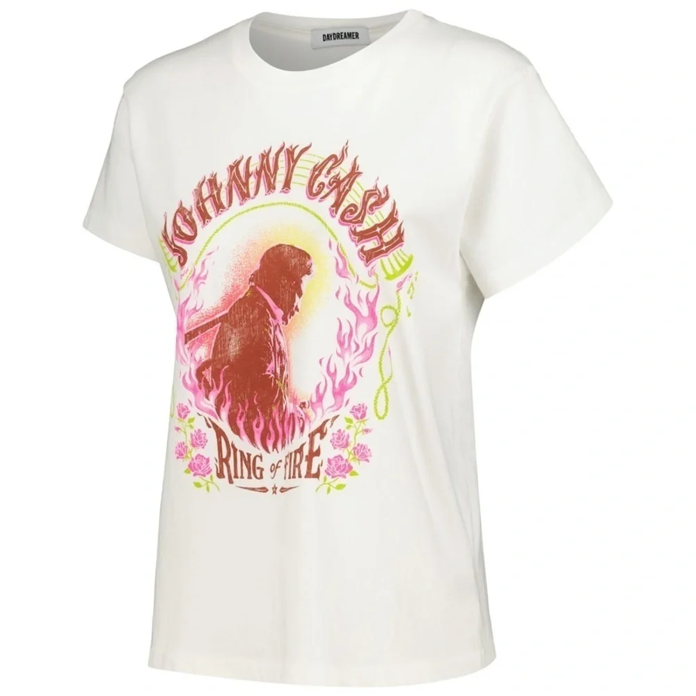 Daydreamer Johnny Cash Ring Of Fire Tour Tee in Vintage White NWOT - Picture 4 of 10
